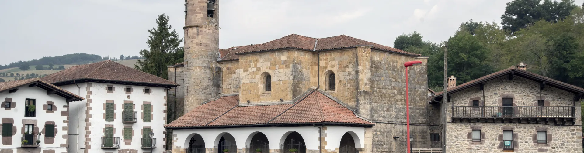 Conjunto de casas alrededor de la iglesia de la Asunción de Donamaria.